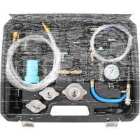 TECPO Kühlsystem Abdrückgerät 27-teilig + 5L Kühlerfrostschutz Kühlmittel AG13+ rosa (-40 C°) Antifreeze