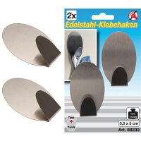 BGS DIY Edelstahl-Klebehaken 2-tlg., 3,5 x 5 cm Traglast...