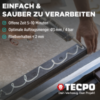 TECPO Universal Montagekleber Ultra FIX Power Baukleber 480g Weiß + Montagekleber HIGH TACK Baukleber, 1x 455g Kleber + Dichtstoffe MS-Polymer SMP