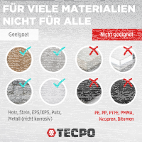 TECPO Universal Montagekleber Ultra FIX Power Baukleber 480g Weiß + Montagekleber HIGH TACK Baukleber, 1x 455g Kleber + Dichtstoffe MS-Polymer SMP