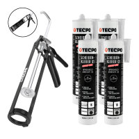 TECPO Scheibenkleber MS-Polymer 4x 290 ml + Skelett Kartuschenpresse
