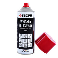 TECPO Weisses Fettspray Sprühfett White Grease 6x 400 ml Hochleistungs-Schmierfett mit starker Kriechwirkung und Korrosionsschutz + Sprühpistole