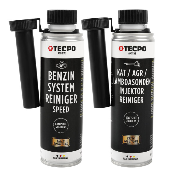 TECPO Benzinkur Set – KAT/AGR & Injektor Reiniger + Benzinsystem Reiniger (2x 300 ml)