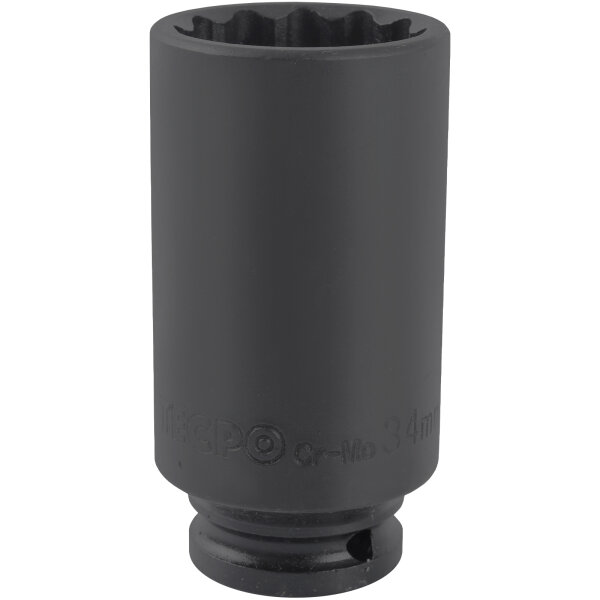 TECPO Kraft-Steckschlüssel-Einsatz 1/2" SW 34mm Zwölfkant, tief Antrieb Innenvierkant 12,5 mm