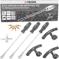TECPO Reifenmontagepaste weiß 5 kg + Pinsel für Reifenmontagepaste Ø40mm + Reifen Montiereisen und Felgenkantenschutz-Satz 13-tlg.