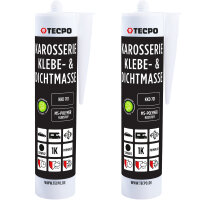 2x TECPO Karosserie Klebe & Dichtmasse KKD 701 Schwarz, 414g MS-Polymer 1K-Dichtstoff