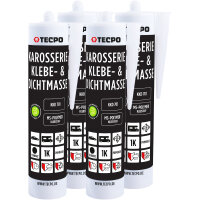 4x TECPO Karosserie Klebe & Dichtmasse KKD 701 Schwarz, 414g MS-Polymer 1K-Dichtstoff