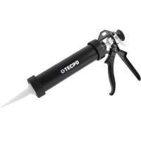1x TECPO Karosserie Klebe & Dichtmasse KKD 701 Schwarz, 414g MS-Polymer 1K-Dichtstoff + Alu-Kartuschenpresse 220 mm