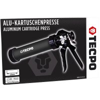 4x TECPO Karosserie Klebe & Dichtmasse KKD 701 Schwarz, 414g MS-Polymer 1K-Dichtstoff + Alu-Kartuschenpresse 220 mm