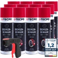 TECPO Druckluft Bremskolbenrücksteller Set 8-tlg. Universal Bremskolben Werkzeug + 12x TECPO Bremsenreiniger Universal Reiniger, 500 ml