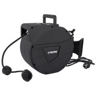 TECPO Automatik-Druckluftschlauch-Aufroller 20+2 m Hybrid-Schlauch mit Stoppfunktion + Automatik Kabelaufroller 10 m Stromkabel