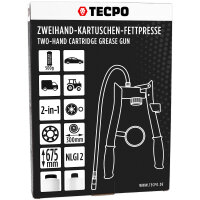 5x TECPO Universal Mehrzweckfett EP2, 500g + Zweihand-Kartuschen Fettpresse 2in1 PROFI-Ausführung 500g für Schraubkartuschen / Fett Mehrzweckfett