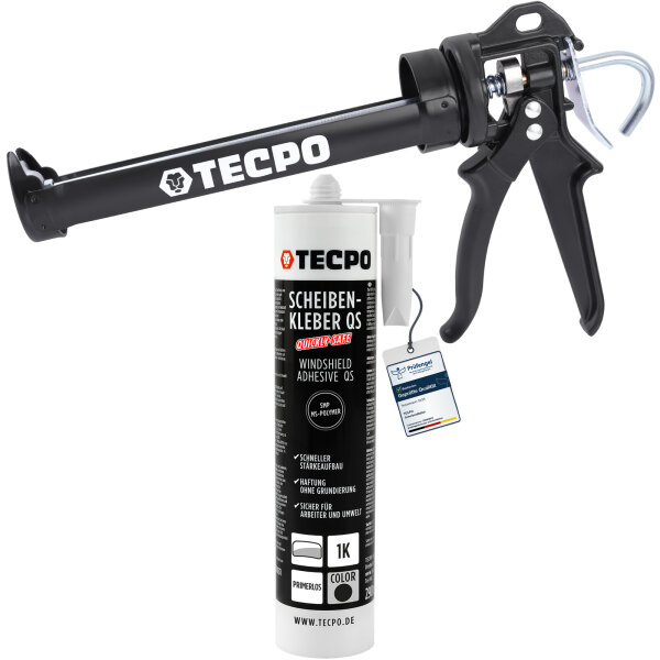TECPO Scheibenkleber 290 ml MS-Polymer + Kartuschenpresse Kartuschenpistole 25:1