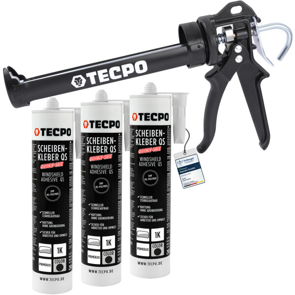 3x TECPO Scheibenkleber 290 ml MS-Polymer + Kartuschenpresse Kartuschenpistole 25:1