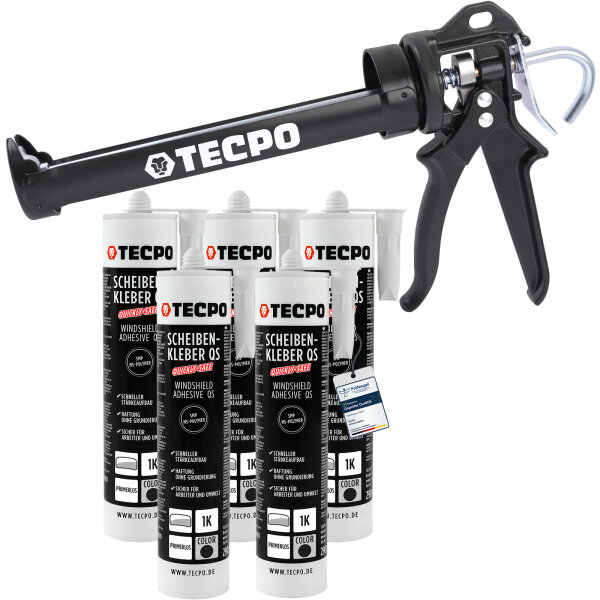 5x TECPO Scheibenkleber 290 ml MS-Polymer + Kartuschenpresse Kartuschenpistole 25:1