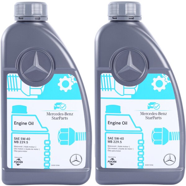 2x 5W-40 Mercedes-Benz Motoröl MB 229.5, 1 Liter A000989681011
