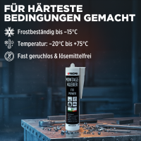 3x TECPO Universal Montagekleber Ultra FIX Power Baukleber 480g Weiß + Kartuschenpresse Kartuschenpistole 25:1
