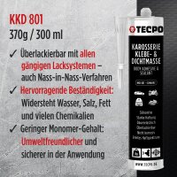 3x TECPO KKD 801 Karosserie Klebe- und Dichtmasse, 370g + Kartuschenpresse Kartuschenpistole 25:1 für Kartuschen 150–310 ml (bis 220 mm Länge)