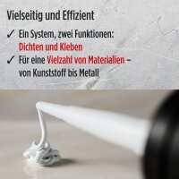 12x TECPO KKD 801 Karosserie Klebe- und Dichtmasse, 370g + Kartuschenpresse Kartuschenpistole 25:1 für Kartuschen 150–310 ml (bis 220 mm Länge)