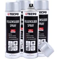 4x TECPO Felgensilber-Spray Felgenlack Lackspray, 500 ml