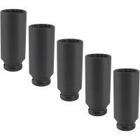 5x TECPO Kraft-Steckschlüssel-Einsatz 1/2" SW...
