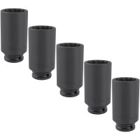 5x TECPO Kraft-Steckschlüssel-Einsatz 1/2" SW...