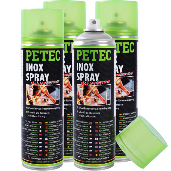 4x PETEC 70360 Inox-Spray Schweiß-Primer Schweißpunkt Versiegelung Korrosionsschutz, 500 ml
