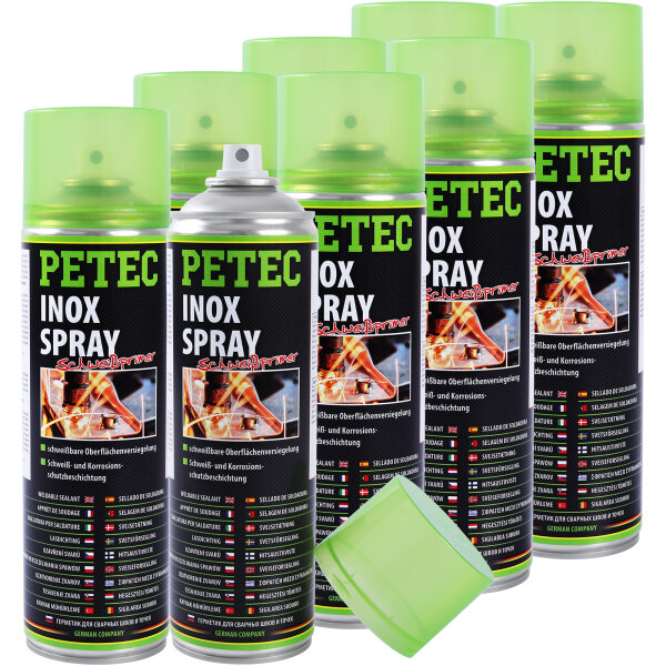 8x PETEC 70360 Inox-Spray Schweiß-Primer Schweißpunkt Versiegelung Korrosionsschutz, 500 ml