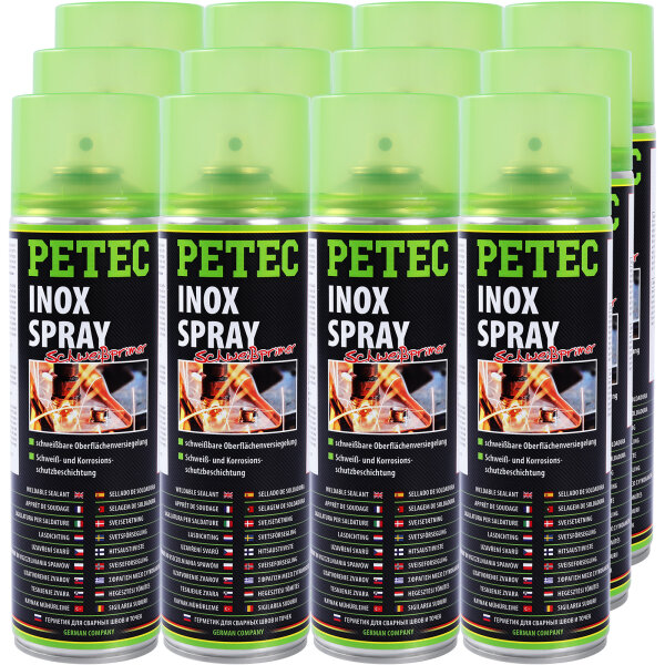 12x PETEC 70360 Inox-Spray Schweiß-Primer Schweißpunkt Versiegelung Korrosionsschutz, 500 ml
