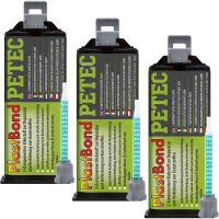 3x PETEC 98350 PlastBond Kunststoffreparatur schwarz 2K Klebststoff schnellhärtend, 50 ml