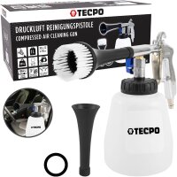 TECPO Druckluft Reinigungspistole 1L + MultiCleaner Allesreiniger KONZENTRAT HQ+ – 10 in 1 Universalreiniger 5 L