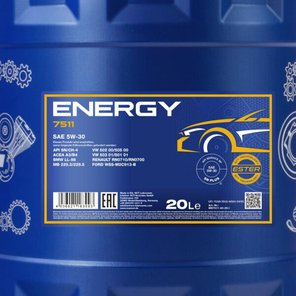 5W-30 Öl VW 502.00 505.00 MB 229.3 MANNOL Energy 5W-30 Motoröl