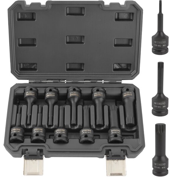 TECPO Kraft-Bit-Einsatz-Satz Vielzahn M4 - M18 1/2 Zoll 10-tlg.