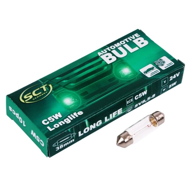 10x SCT Glühbirne C5W Long Life 24V 5W 11x38 SV8,5