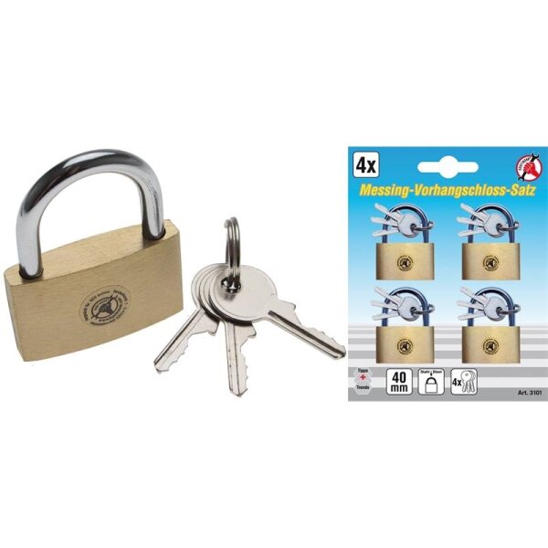 BGS DIY Messing-Vorhängeschloss-Satz, 4-tlg.