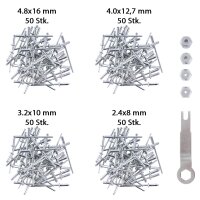 TECPO Blindnietzange mit 200 Alu Blindnieten