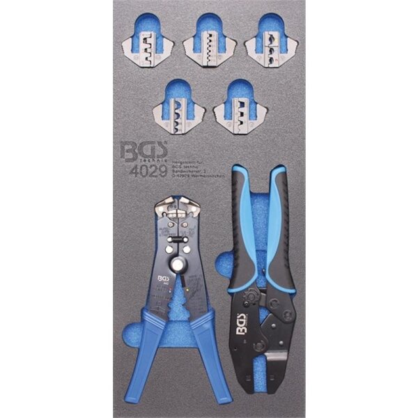 BGS 1/3 Werkstattwageneinlage: Crimp- & Abisolierzangen, 12-tlg.