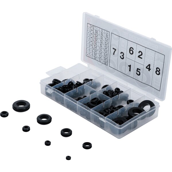 BGS Gummi-Durchgangstüllen-Sortiment | metrisch | 180-tlg.