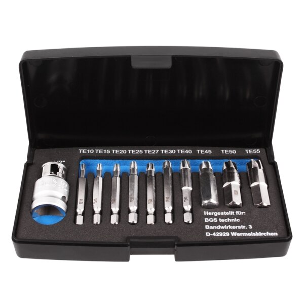 BGS Schraubenausdreher-Satz | für defektes T-Profil (für Torx) T10 - T55 | 11-tlg.