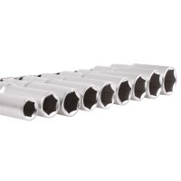 BGS Steckschlüssel-Einsatz-Satz Sechskant, tief | Antrieb Innenvierkant 12,5 mm (1/2") | SW 10 - 24 mm | 9-tlg.