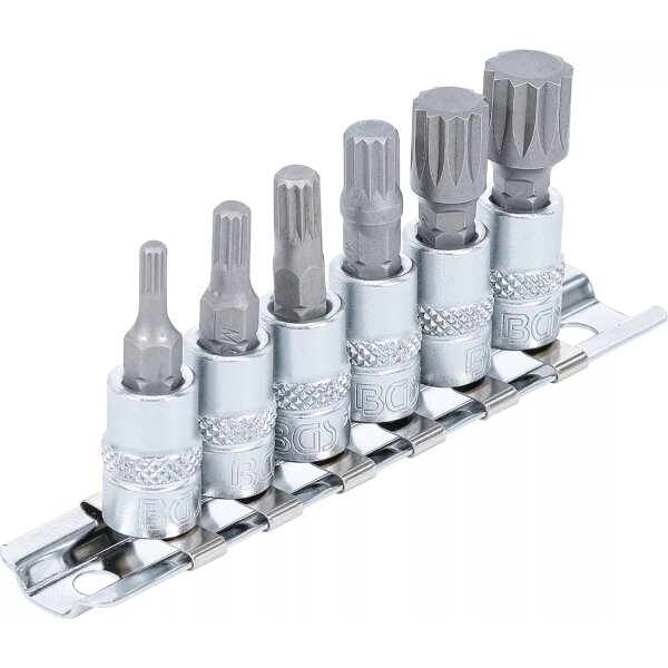 BGS Bit-Einsatz-Satz | Antrieb Innenvierkant 6,3mm (1/4") | Innenvielzahn (für XZN) M4 - M12 | 6-tlg.