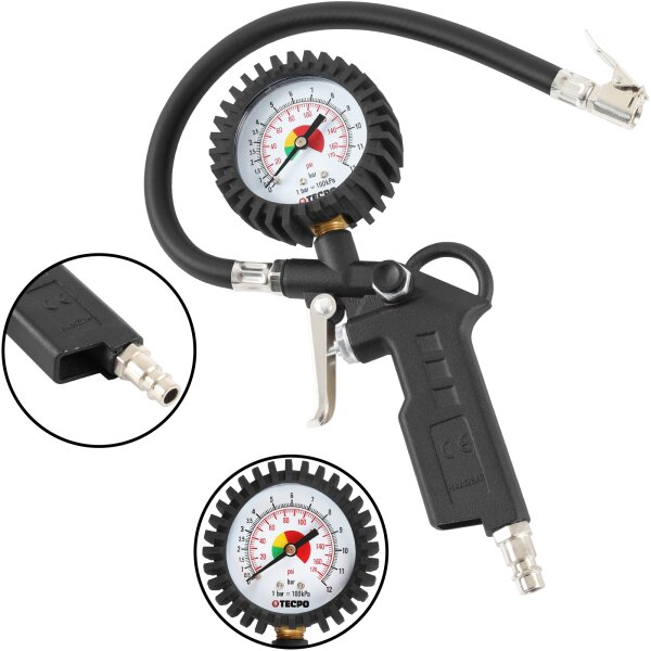 TECPO Druckluft Reifenfüllpistole 0-12 Bar