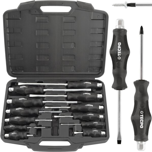 TECPO Schraubendreher Satz 12-teilig Kreuz Schlitz Schraubenzieher Werkzeug