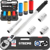 TECPO Drehmomentschlüssel 1/2 Zoll Set 17-19-21 mm Steckschlüssel + Verlängerung