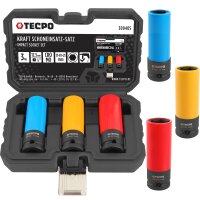 TECPO Drehmomentschlüssel 1/2 Zoll Set 17-19-21 mm Steckschlüssel + Verlängerung