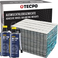 TECPO Klebegewichte 1200-teilig Auswucht Gewichte, 5g + 2x Reifen Doctor, 450 ml
