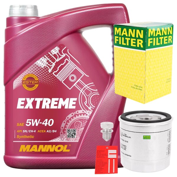 MANN-FILTER  Ölfilter + Schraube + Extreme 5W-40 Motor-Öl
