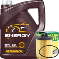 MANN-FILTER Ölfilter + MANNOL 5W-30 ENERGY, 5L
