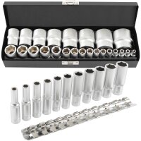 TECPO Zoll Steckschlüssel Satz Nüsse, Zöllig, 1/4+1/2, 35-teilig