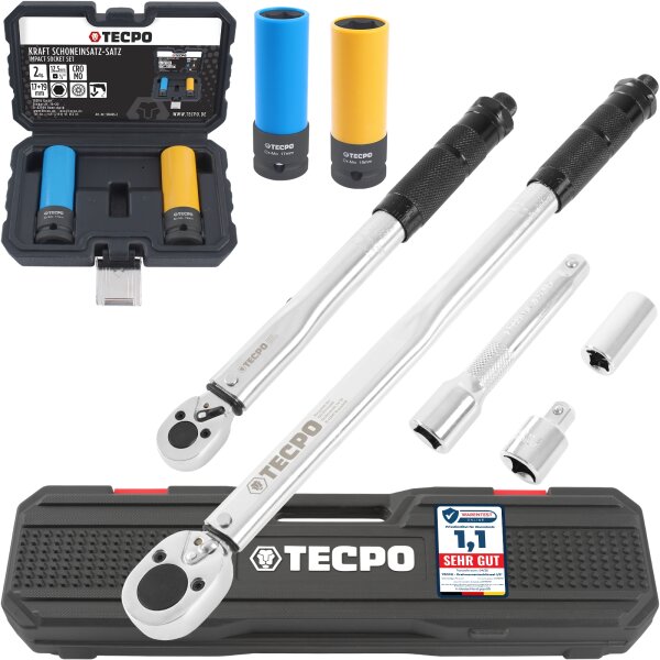 TECPO Drehmomentschlüssel 1/2" 1/4" + Schoneinsätze